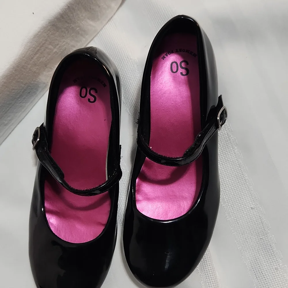 GIRLS SO (214396) TRAPEZE BLACK MARY JANE SHOES SIZE 2M
